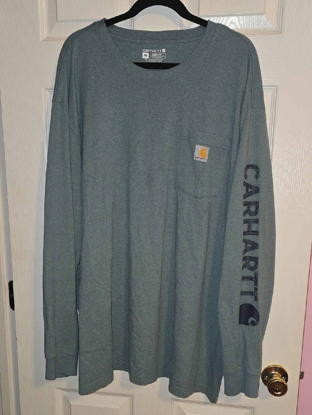 Carhartt Long Sleeve‎ Pocket Tee in Dusty Green